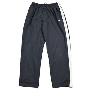 Vintage Y2K Nike Swoosh Track Pants Men’s L Black/White Mesh Lined 1/4 Cuff Zip